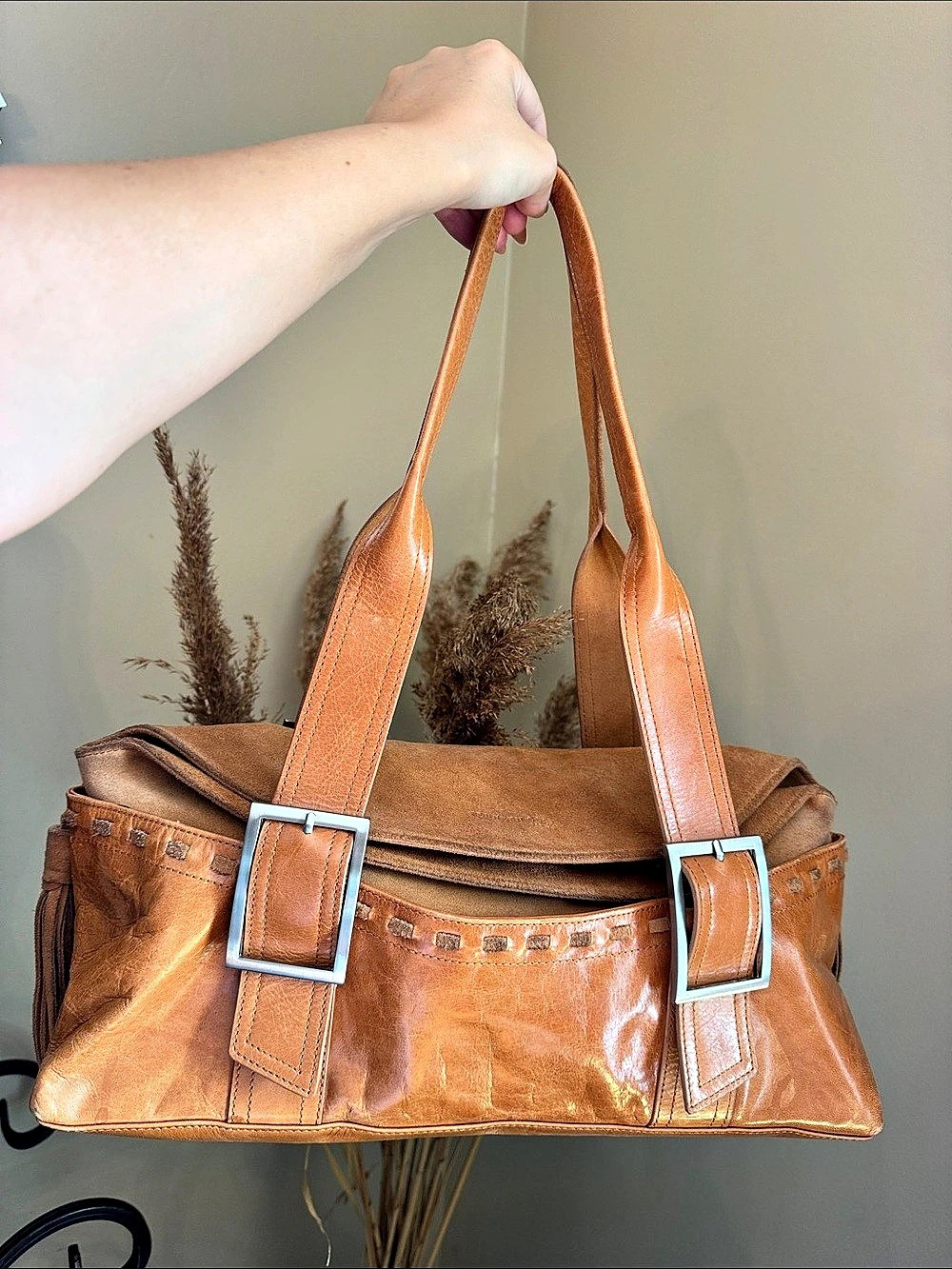 Kenneth Cole Brown Tote Bag Vintage - Picture 2 of 9